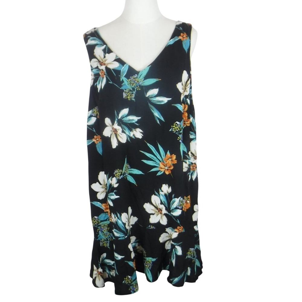 Karen Kane Floral Sleevless A-Line‎ Dress OX Floral Print Dark Fairy Whimsical
